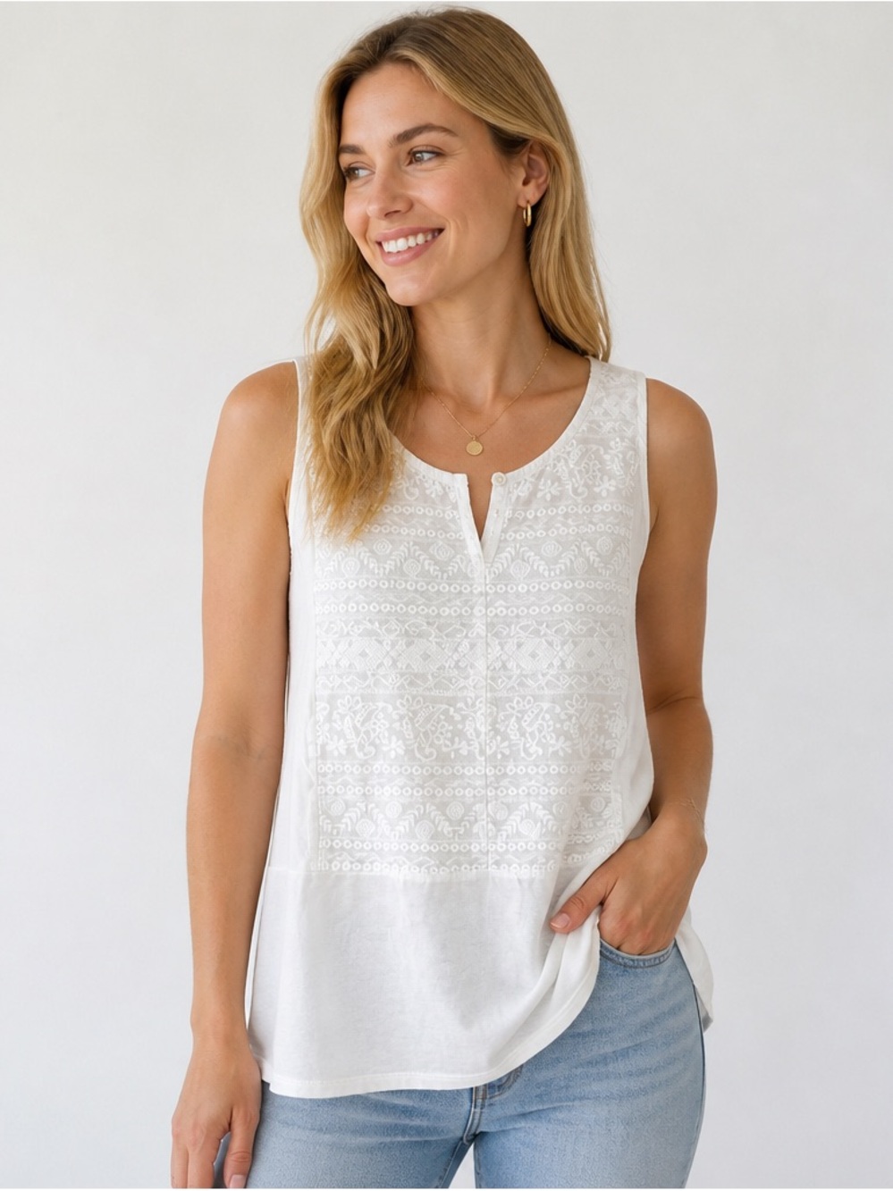 Jill White Sleeveless Textured Top – Women’s XL - Picture 1 of 7